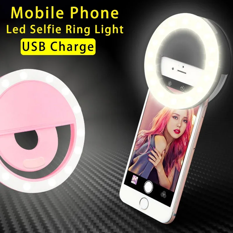 USB Charge Led Selfie Ring Light Mobile Phone Lens LED Lamp for iPhone Samsung Xiaomi Huawei