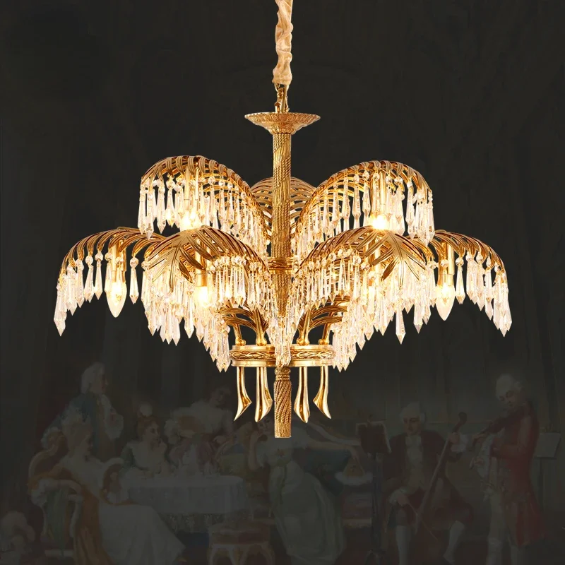 Европейская латунная Подвесная лампа Rococo для гостиной Классическая винтажная