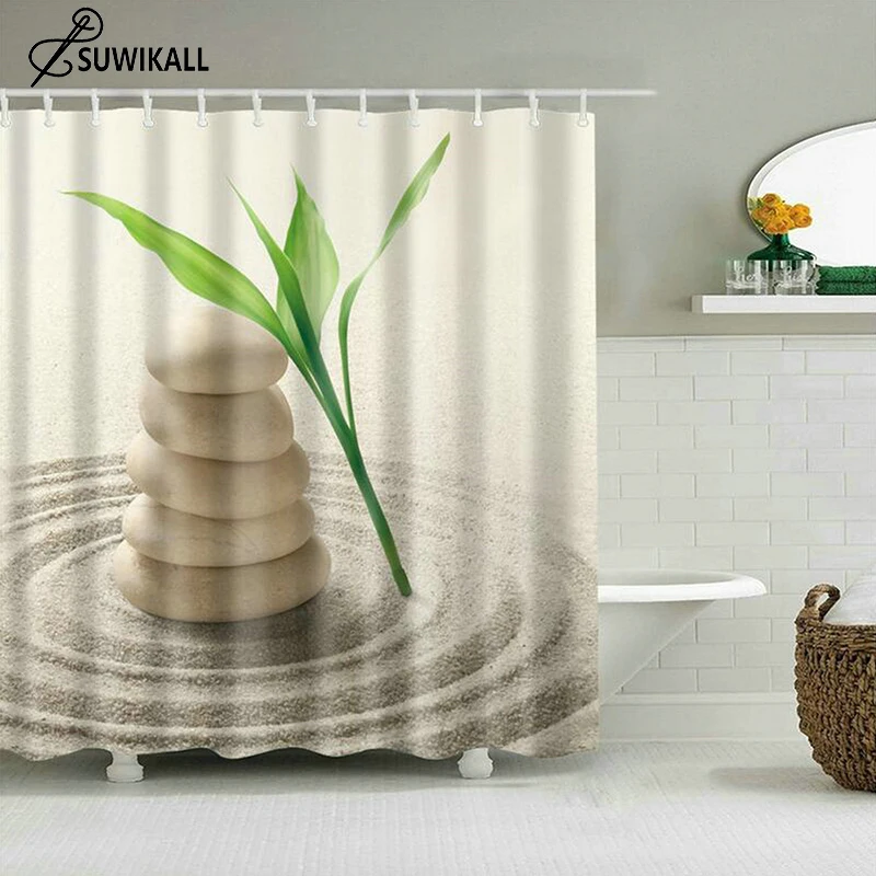

Desert Stone Design Bathroom Shower Curtain Waterproof Polyester With Hook