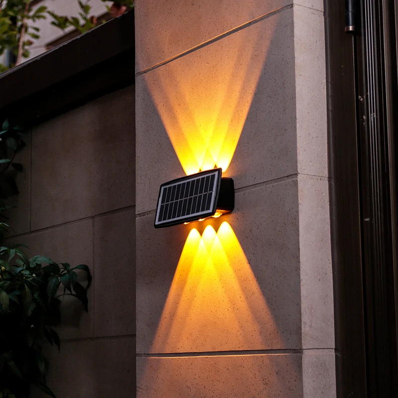 

Balcony Decor Solar Wall Lamp Up And Down Luminous Lighting Solar Powered Light Garden Street Landscape Outdoor Waterproof 4 Led