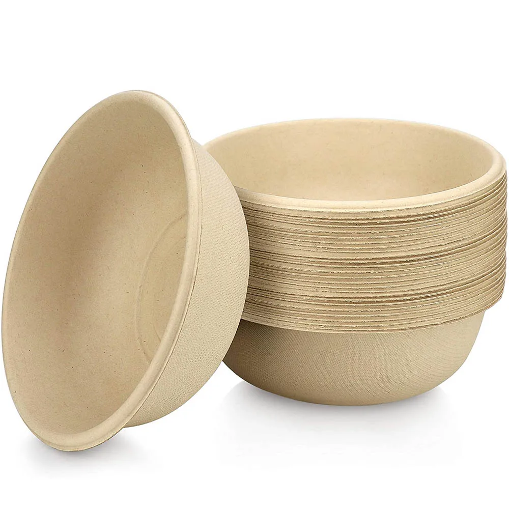 50 Pcs Disposable Soup Bowls 100% Biodegradable Paper Bowls for hot Soups Appetizers Household Food Containers Kitchen Storage