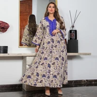 fashion muslim women blue lace webbing summer muslim robe middle east islamic jellaba moroccan abayas maxi dresses femme 2022