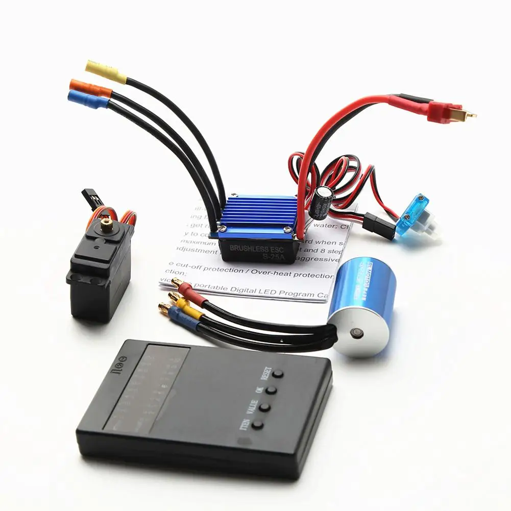 

2435 3300kv/4500/4800kv Brushless Motor 25a Brushless Esc 2.2kg Servo Compatible for Traxxas Hsp Wltoys 1/16 1/18 Rc Car Boat