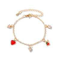 korean fashion cute sweet strawberry love bracelets for women simple zircon small fresh charm bracelet hand jewelry gift