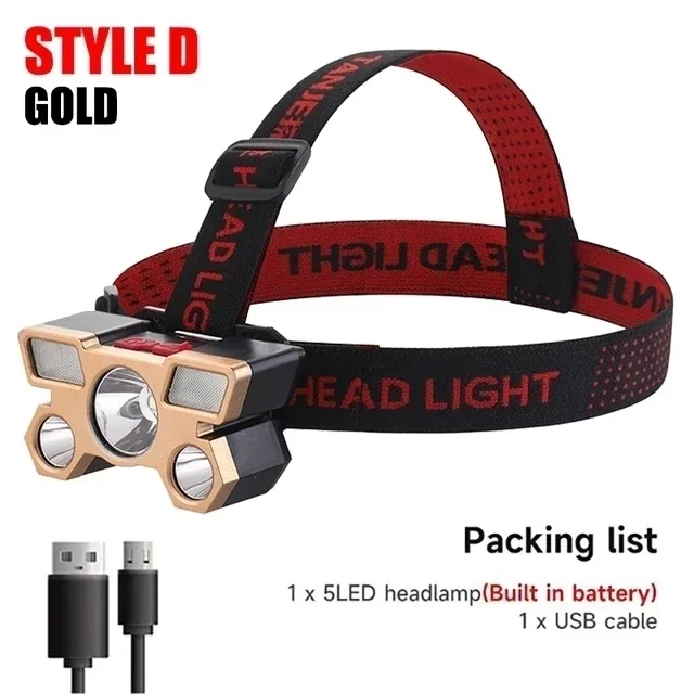 

Налобный фонарь Super Bright 5 LED USB Rechargeable