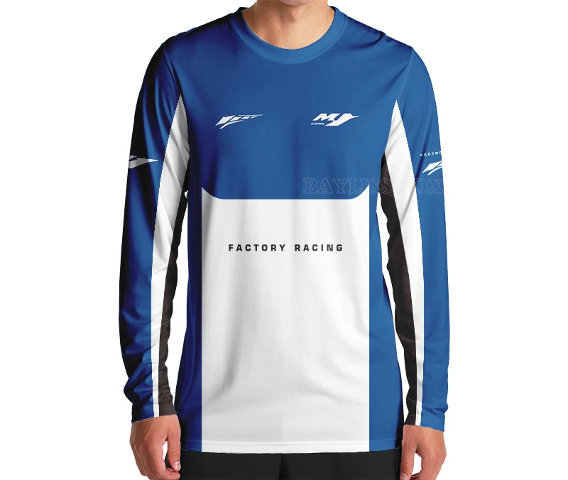 

Футболка женская для мотоцикла Yamaha YZR M1, длинная быстросохнущая синяя футболка с защитой от УФ лучей, не выцветает, лето