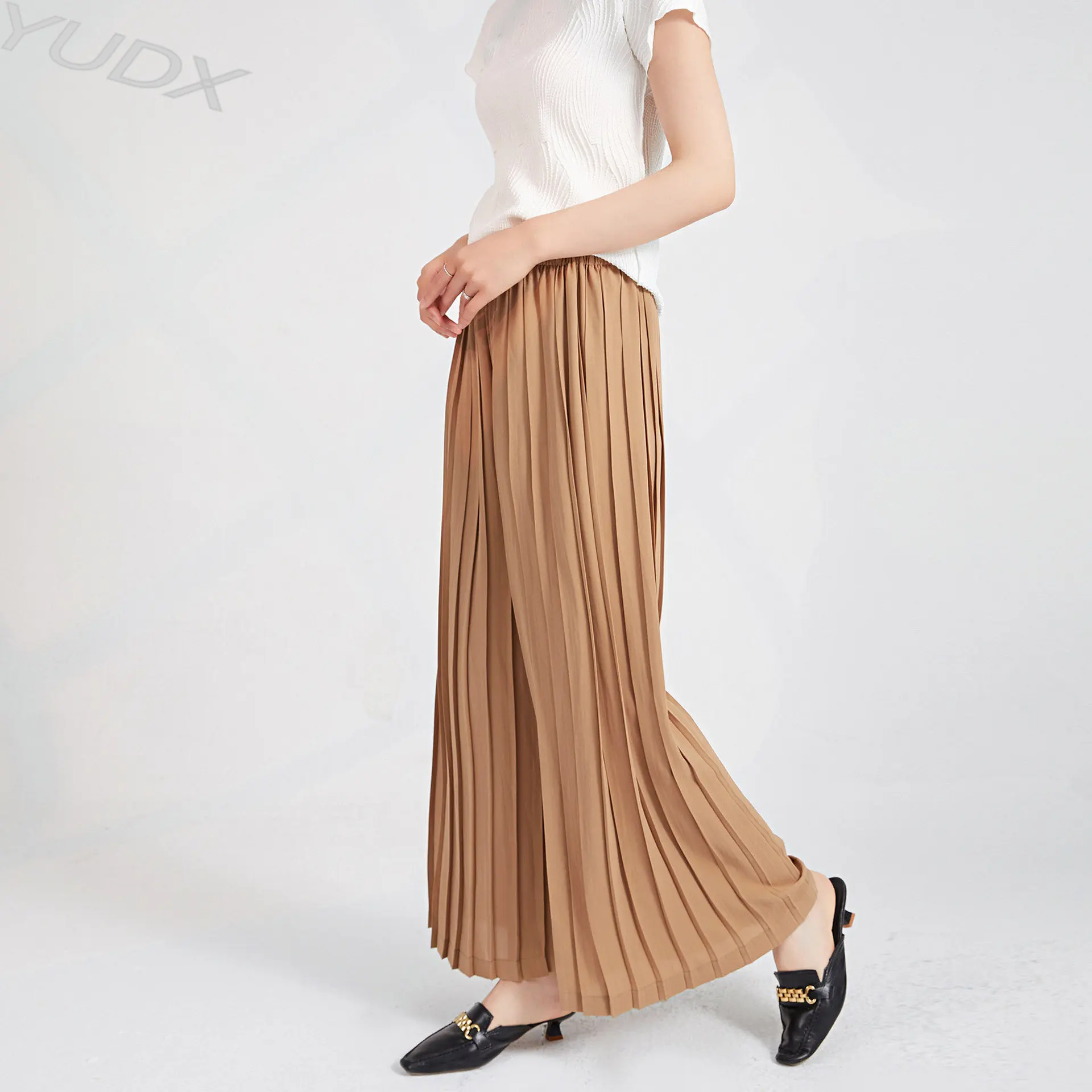 YUDX Miyake Sun Pleated Wide Leg Pants 2023 Spring and Summer New Women's Drape High Waist Loose Long Pleated Casual Pants