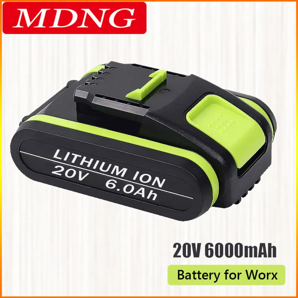 

2023 NEW Power Tools Rechargeable Replacement Battery 20V 6000mAh Lithium for Worx WA3551 WA3553 WX390 WX176 WX178 WX386 WX678