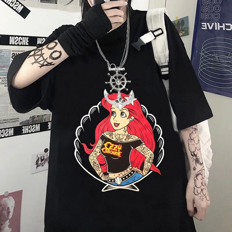 Женская футболка с принтом Принцессы Диснея панк Эльзы Анны Повседневная
