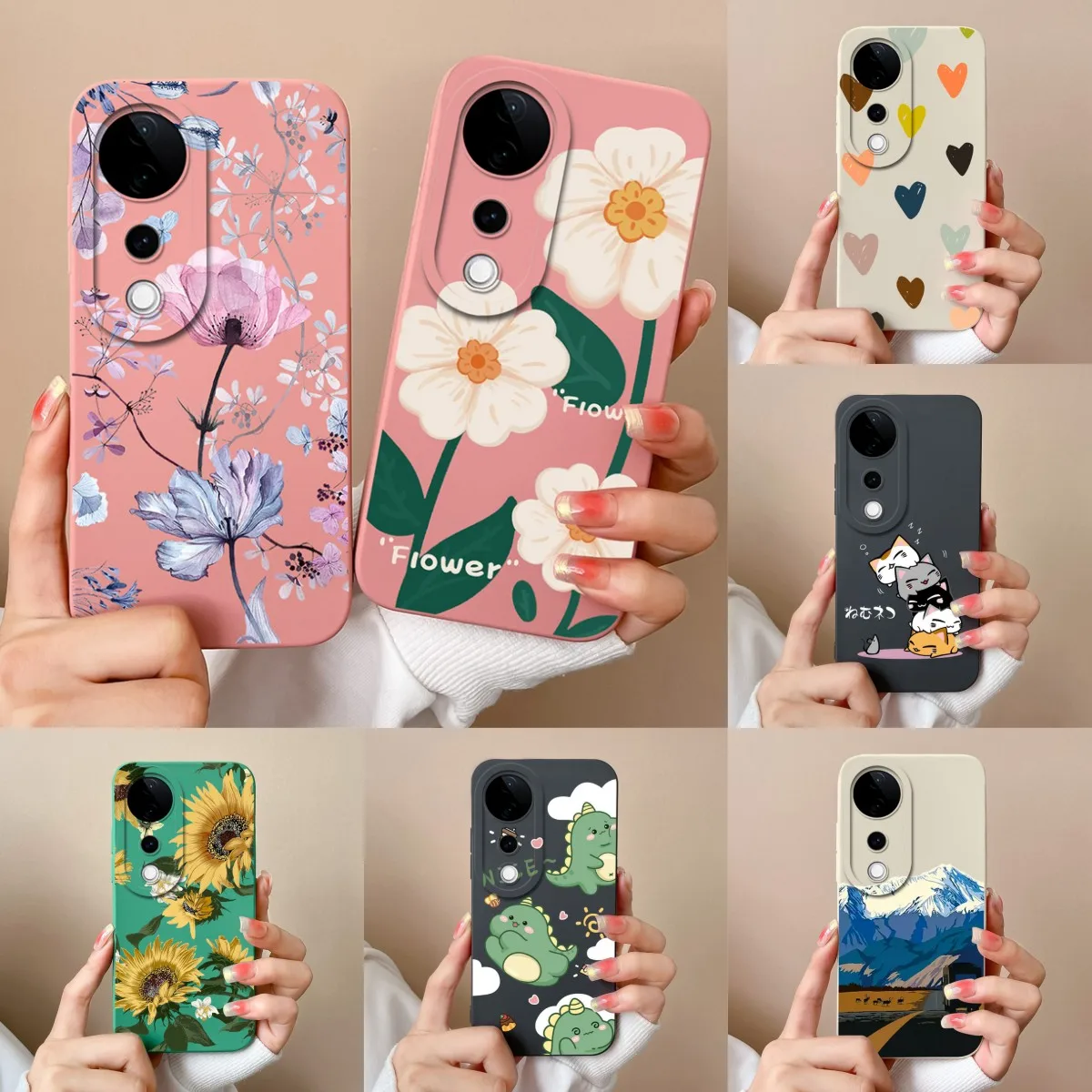 ДЛЯ Vivo V40 Pro SE Lite Женская яркая силиконовая Мягкая Противоударная телефонная