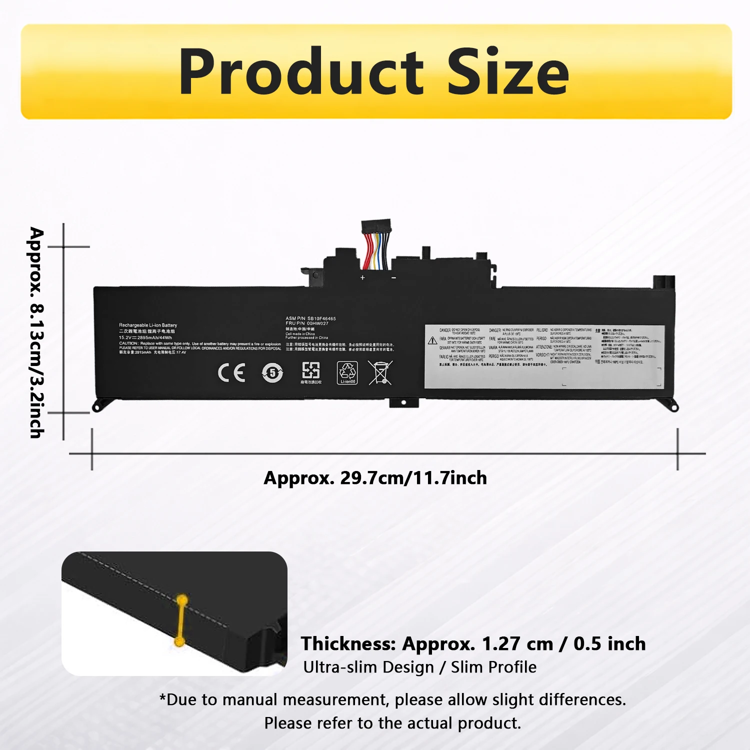 Фото Аккумулятор PowerHub 00HW027 01AV433 для ноутбуков Lenovo ThinkPad X380 Yoga 260 370 X380 Series SB10K97590 01AV434 44WH №4