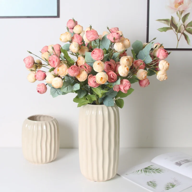

9 High-count Retro Artificial Burnt Edge Rose Buds Home Living Room Decoration Wedding Guide Decoration Fake Flowers