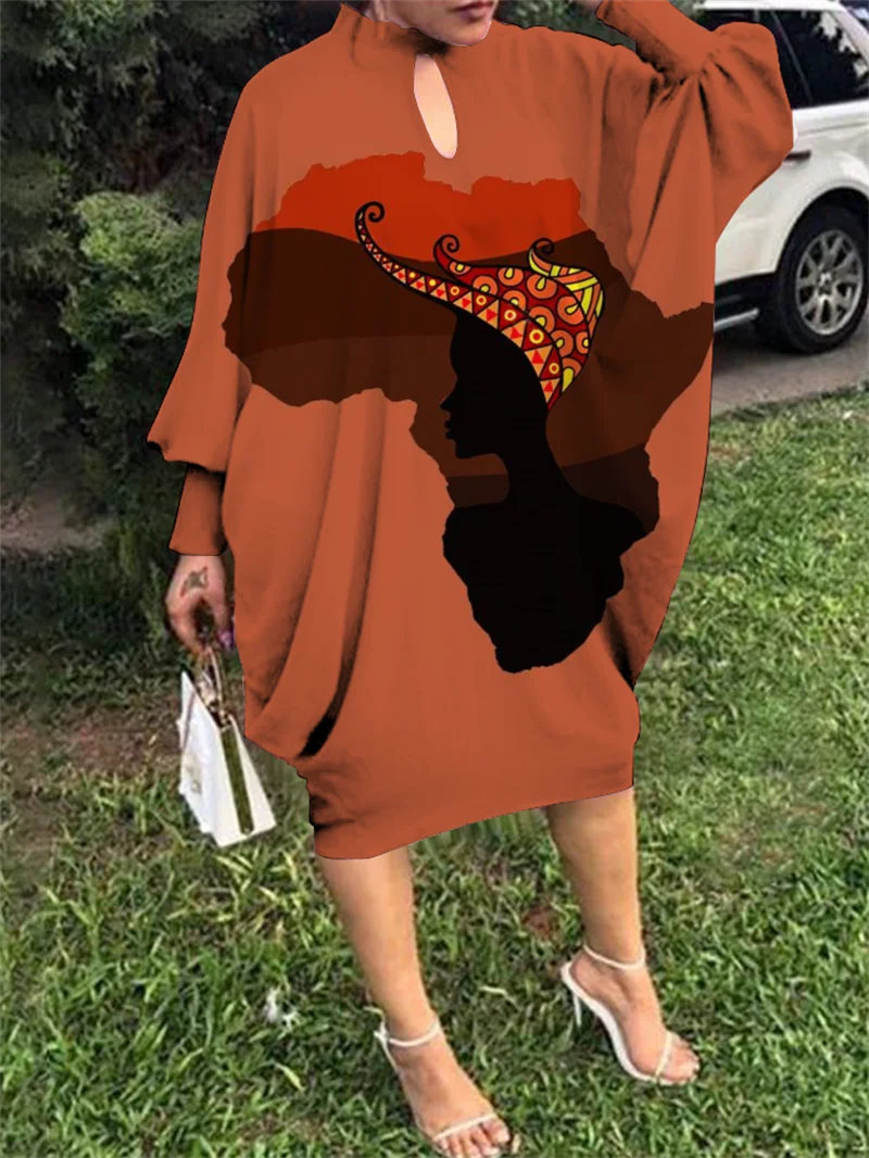 

2022 women's summer African women's tropical beach skirt bat sleeve dress party long sleeve evening dress retro trend Street