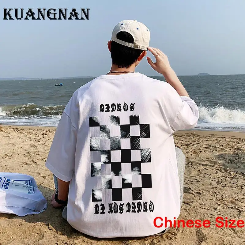 

KUANGNAN Printed T-shirts Men Clothings T-shirt Short Men's Clothes Free Shipping Everything Cotton Tee Top Summer Tops Mens 3XL