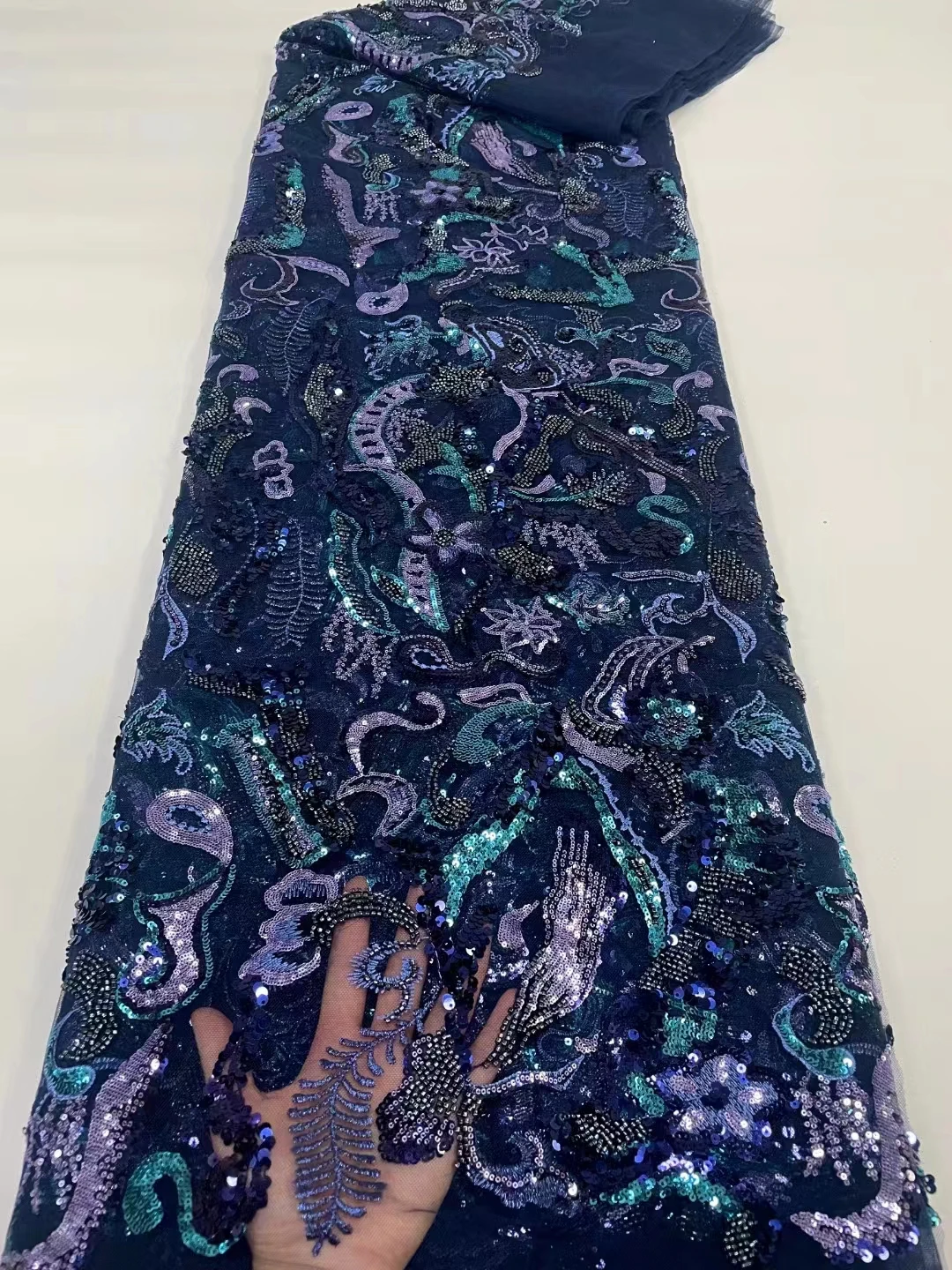 Новое Изысканное ламинированное вышитое блестками африканская кружевная ткань