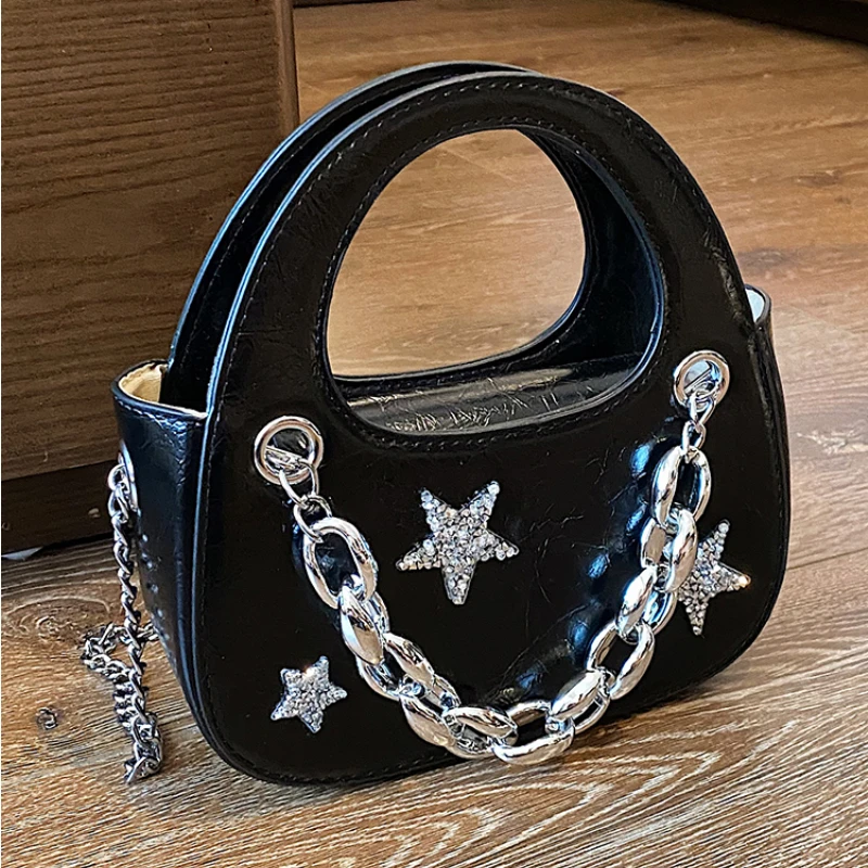 

Cool Y2k Hot Girls Chain Clutch Purse Handbags Luxury Design Women's Sequins Star Small Shoulder Bag Female Tote Messenger Bags