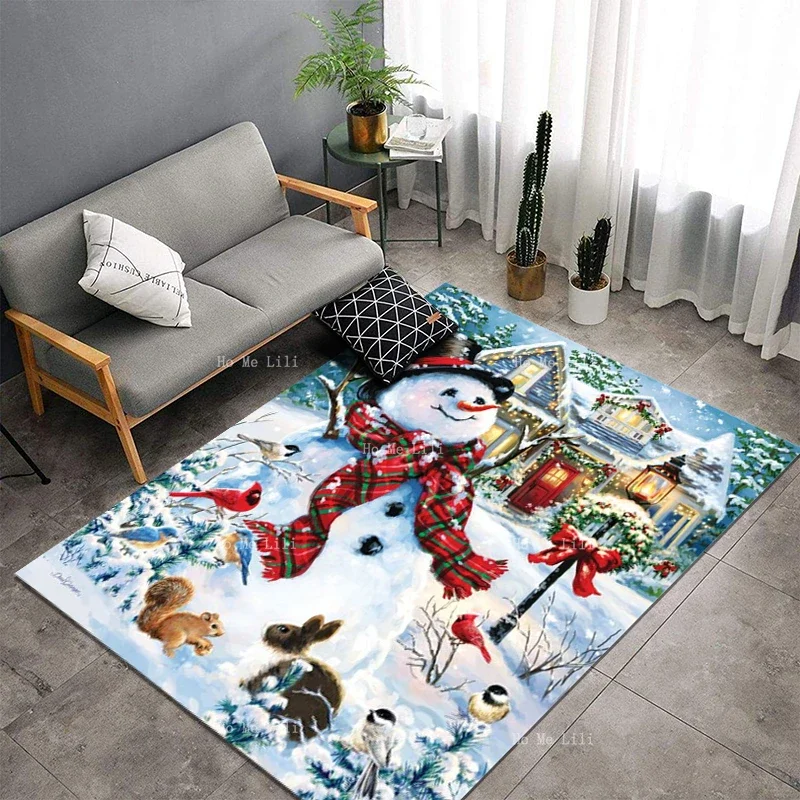 Рождественская елка на ферме Снеговик Санта-Клаус сани мухи кардинал Ретро