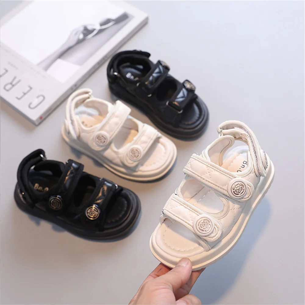 

Summer New Children's Sandals Girls Elegant Sandals Little Princess Breathable Shoes Baby Soft Beach Shoes