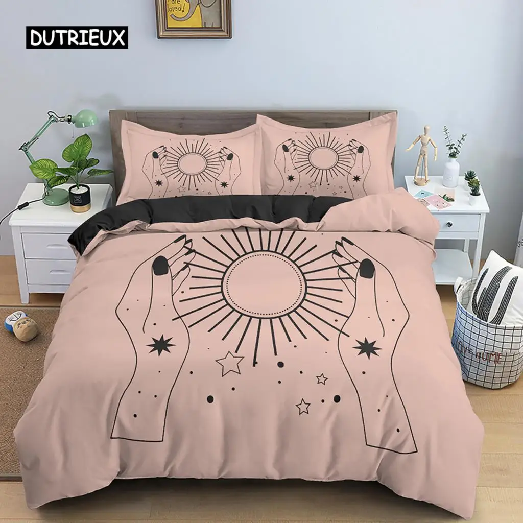 Sun and Moon Duvet Cover Set Exotic Mandala Divination Theme Queen King Size Quilt 2/3Pcs Soft Polyester Comforter
