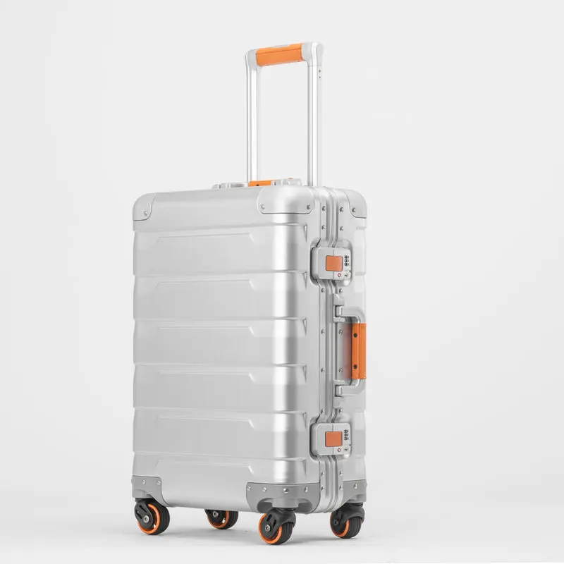 New Aluminum Suitcase Universal Wheel 24 Inch Metal Suitcase Business Suitcase 20 Inch Large Capacity Buckle Lock Captain Case