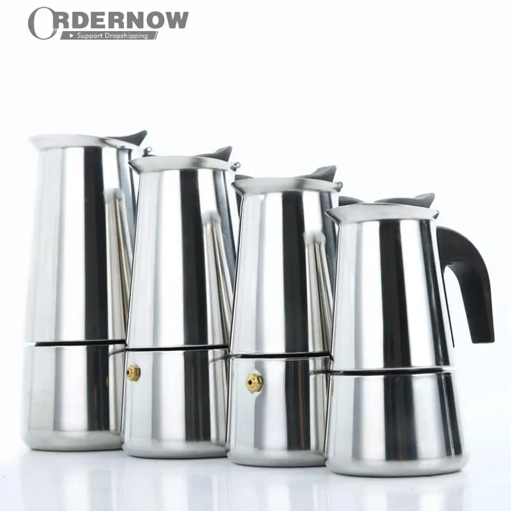 

Moka итальянский кофейник из нержавеющей стали фильтр Плита Топ Mocha кофейник Чайник Посуда для кофе Лейка 100/200/300/450 мл