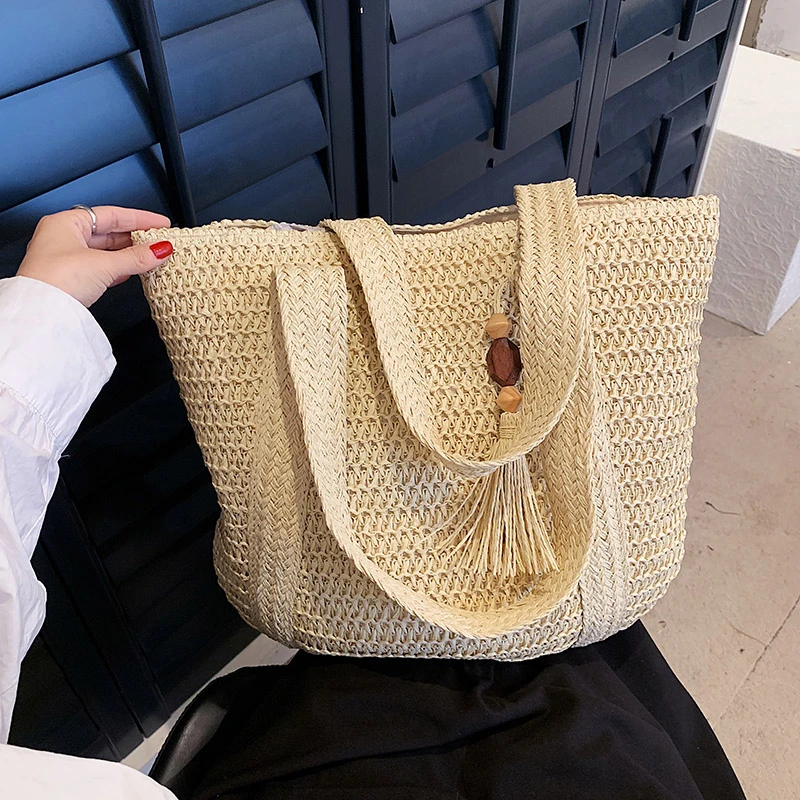 High Capacity Large Summer Beach Straw Bags Tassels Simple Luxury Brand Fashion Travel Ladies Shoulder Handbags Top Handle Totes