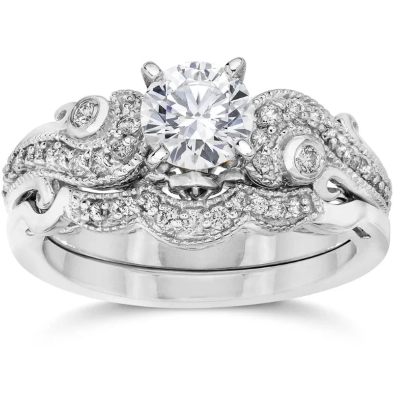 

Luxury Fashion New 2022 Silver Two In One Combination Ring Inlaid Zircon Wedding Ring Jewelry Set
