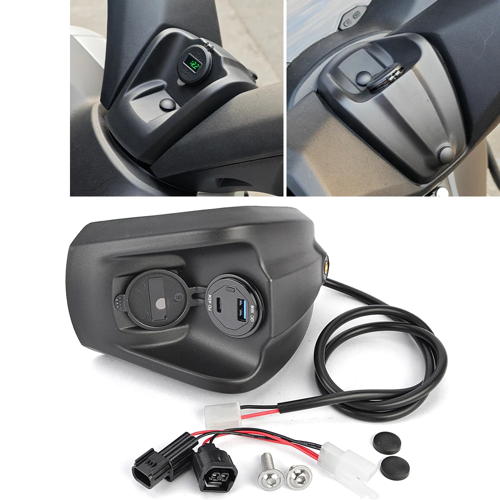 Фото Зарядное устройство с дисплеем напряжения USB Type-C для мотоцикла Honda NS150GX 2024-2025, водонепроницаемое №1