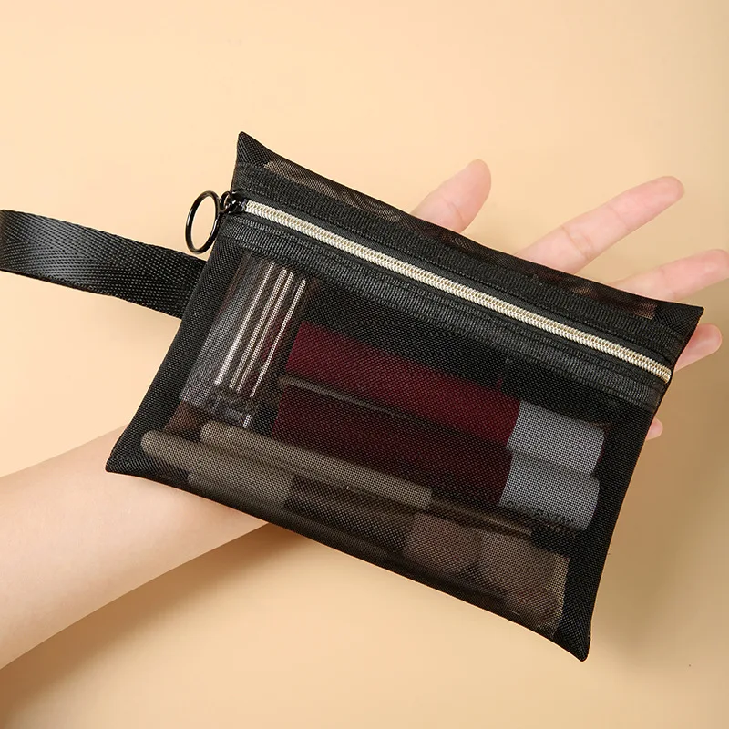 

Transparent Mesh Cosmetic Storage Bags Portable Travel Makeup Pouch Female High Capacity Toiletries Lipstick Sundries Organizer
