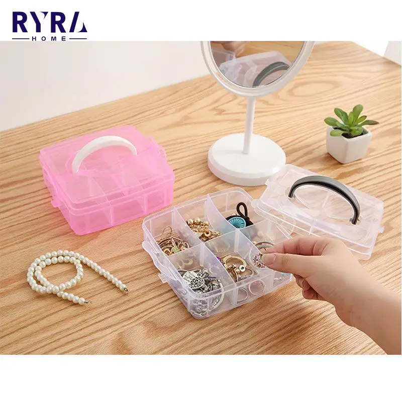 

Transparent Multi-layer Plastic Organizer Multifunction Detachable Jewelry Storage Box Makeup Small Earrings Ring Decorate Box