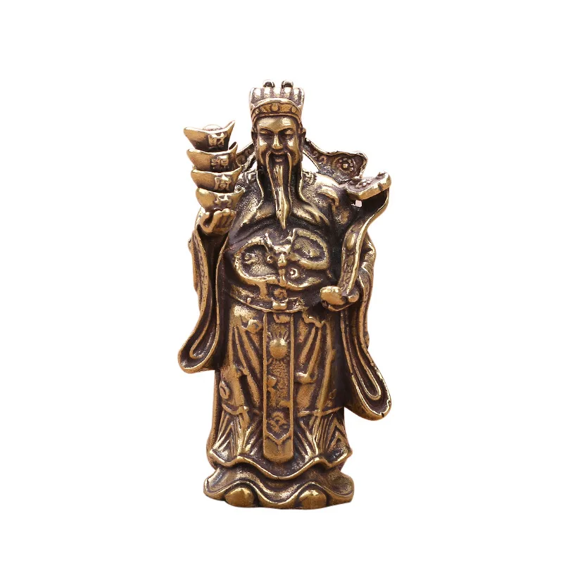 Античное Латунное украшение Бог богатства источник Guangjin для дома и автомобиля