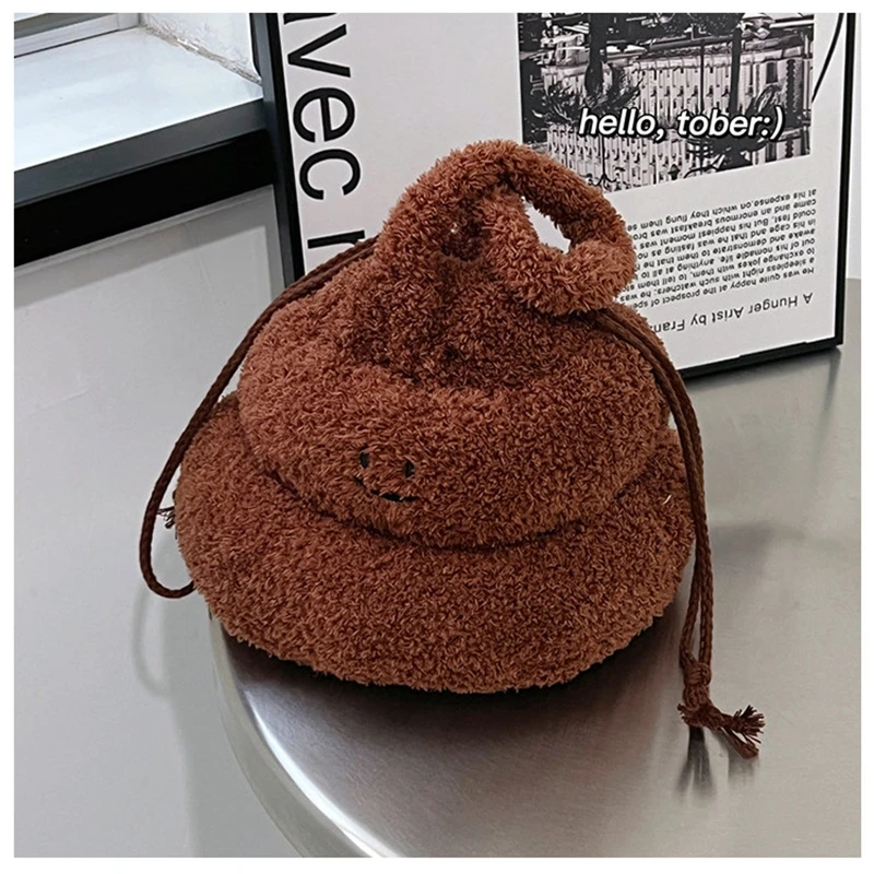 Cute cartoon fluffy drawstring bag kawaii portable Soft Coin Purse Storage Bag Organizer Casual Travel handbag For Girls