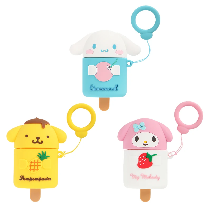 

Kawiai Cartoon Melody Pom Pom Purin Cinnamoroll Airpods2 Earphone Protective Case Cute Silicone Soft Anti-Fall Icecream Keychain