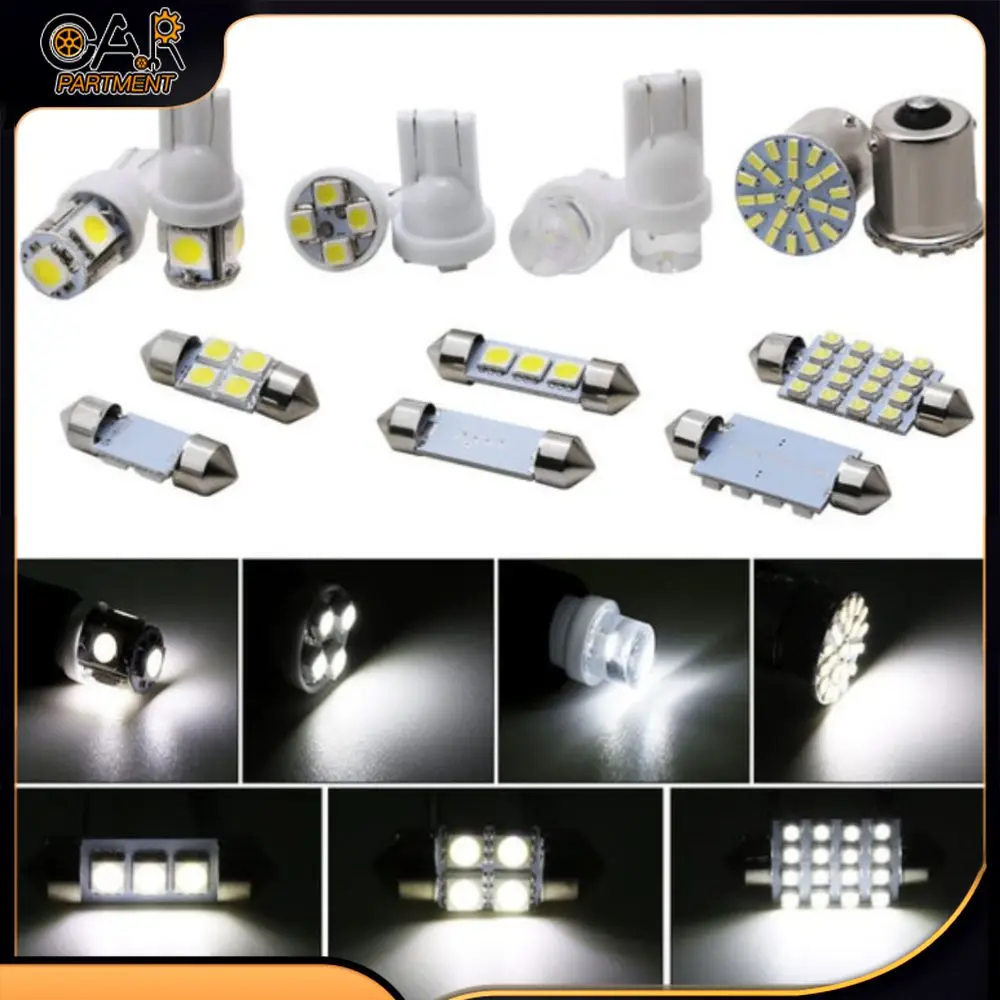 

14pcs/lot Signal Lamp LED 1157 T10 31 36mm Car Auto Interior Map Dome License Plate Replacement Light Kit White Lamp Set