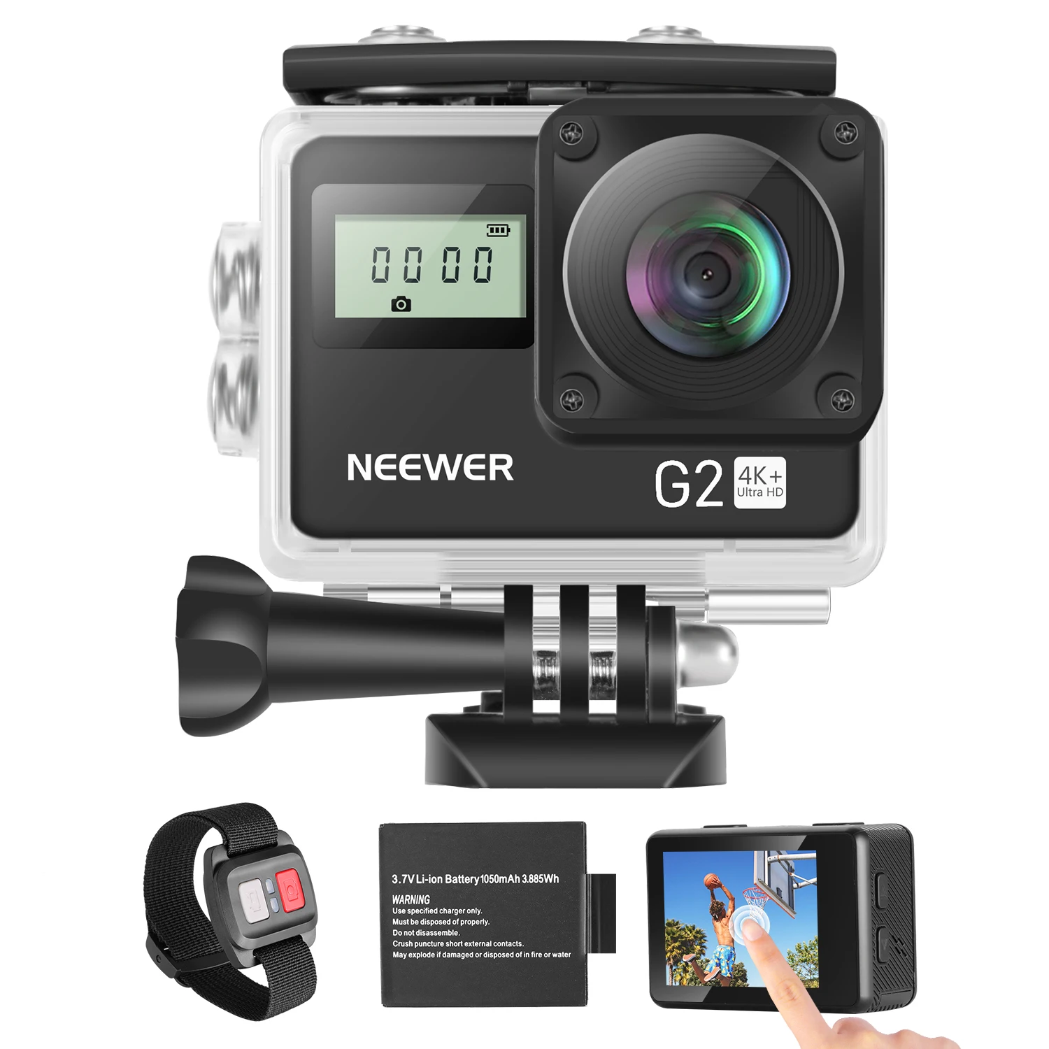 

Neewer G2 4K WiFi Sports Action Camera with Touch Screen Ultra HD Waterproof Camcorder 12MP 4K 30FPS EIS 170 Degree Wide Angle