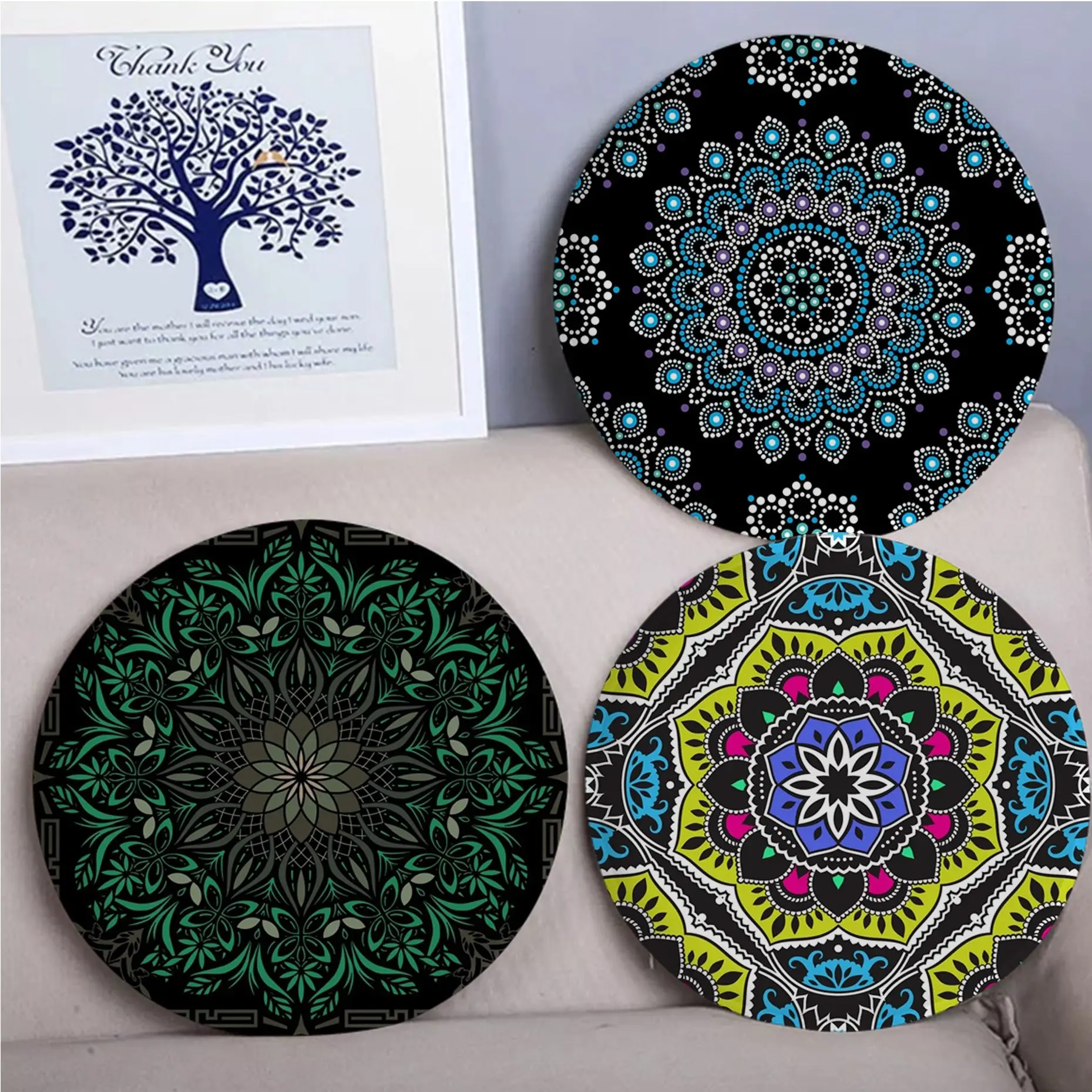 

Mandala Printed Tie Rope Chair Mat Soft Pad Seat Cushion For Dining Patio Home Office Indoor Outdoor Garden Stool Seat Mat