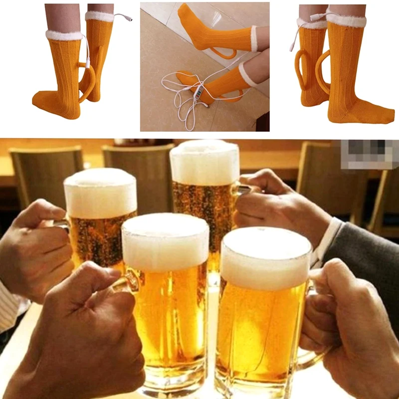3D Beer Mug Socks Knit Long Tube Socks Cute Unisex Novelty Winter Warm Beer Socks Warm Thick Floor Socks