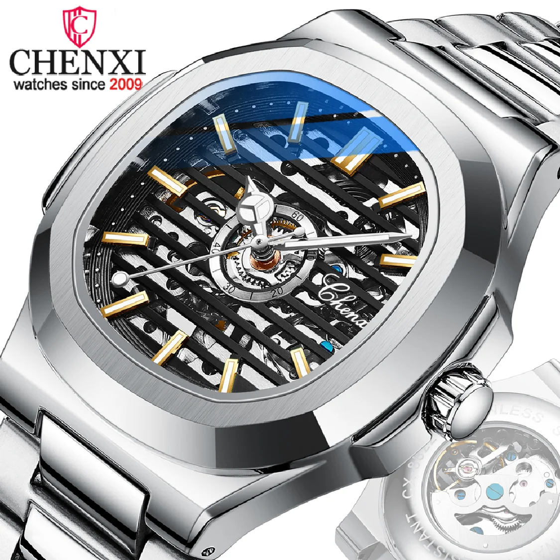

CHENXI New 2022 Men Mechanical Watch Top Brand Luxury Full Steel Automatic Watch Sport Waterproof Watch Men relogio masculino