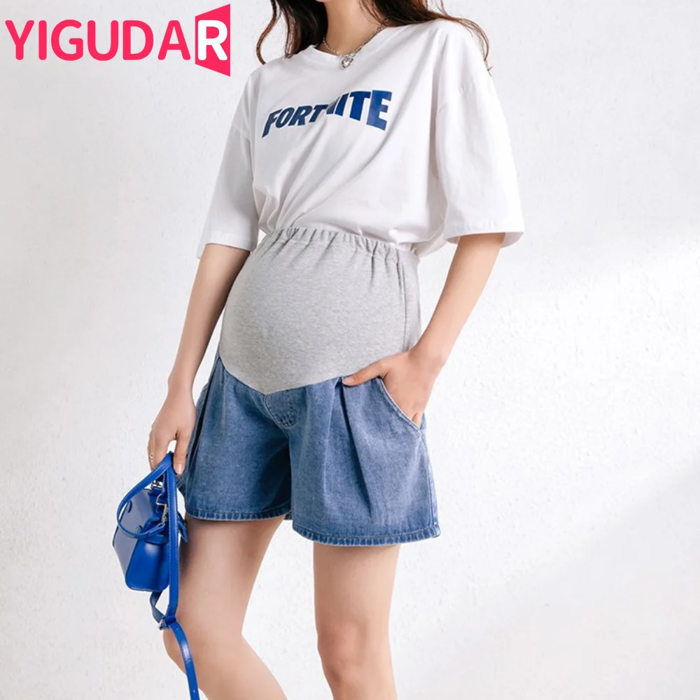 Summer Fashion Shorts Pregnant Women Denim Shorts Pregnant Pants Stretch Belly Pregnant Women Clothes Maternity