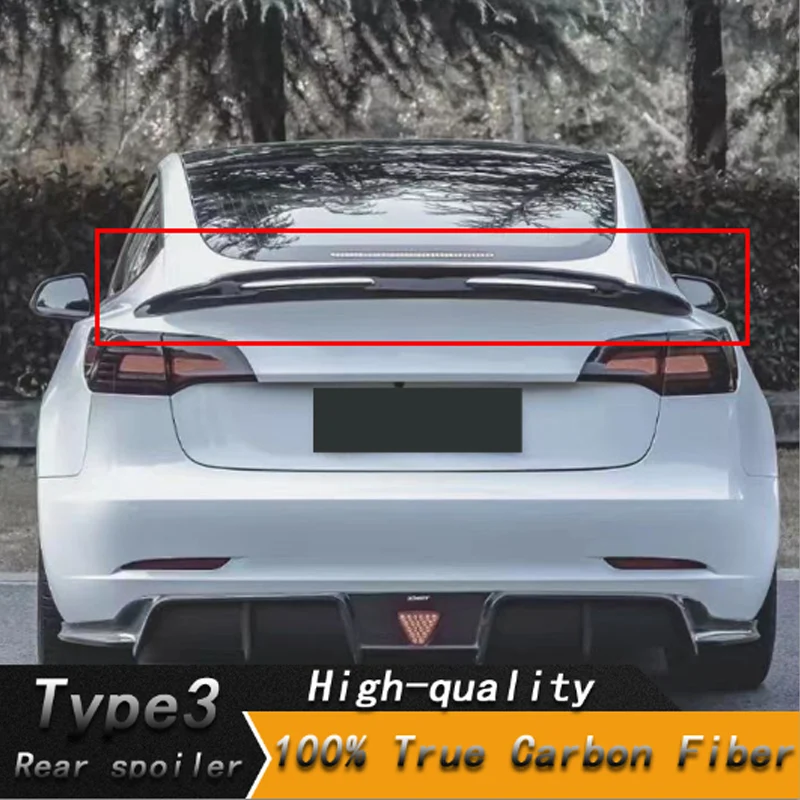 Для 2019-2023 Tesla Model3 100% Настоящее углеродное волокно высокое качество задний спойлер