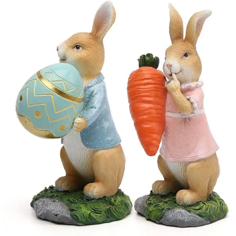 

Bunny Hug Carrots Ornaments Desktop Resin Decorations Bunny Statue Bunny Hug Egg Figurines Easter Resin Crafts Home Accessories