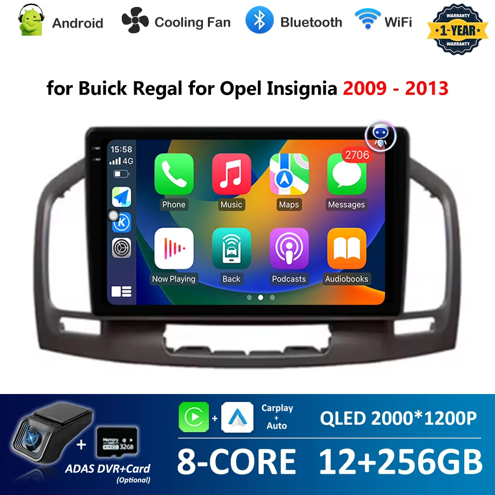 Для Buick Regal для Opel Insignia 2009-2013 Android OS 9 дюймов Автомобильный радиоприемник