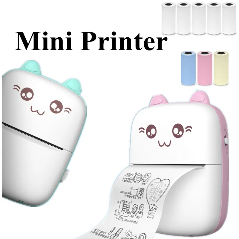 

Portable Thermal Printer Mini Cat Print Paper Photo Pocket Thermal Printer HD Printing Wireless BT 200dpi Android IOS Printers