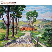 gatyztory frame country road landscape diy painting by numbers modern wall art canvas painting home decoration for unique gift