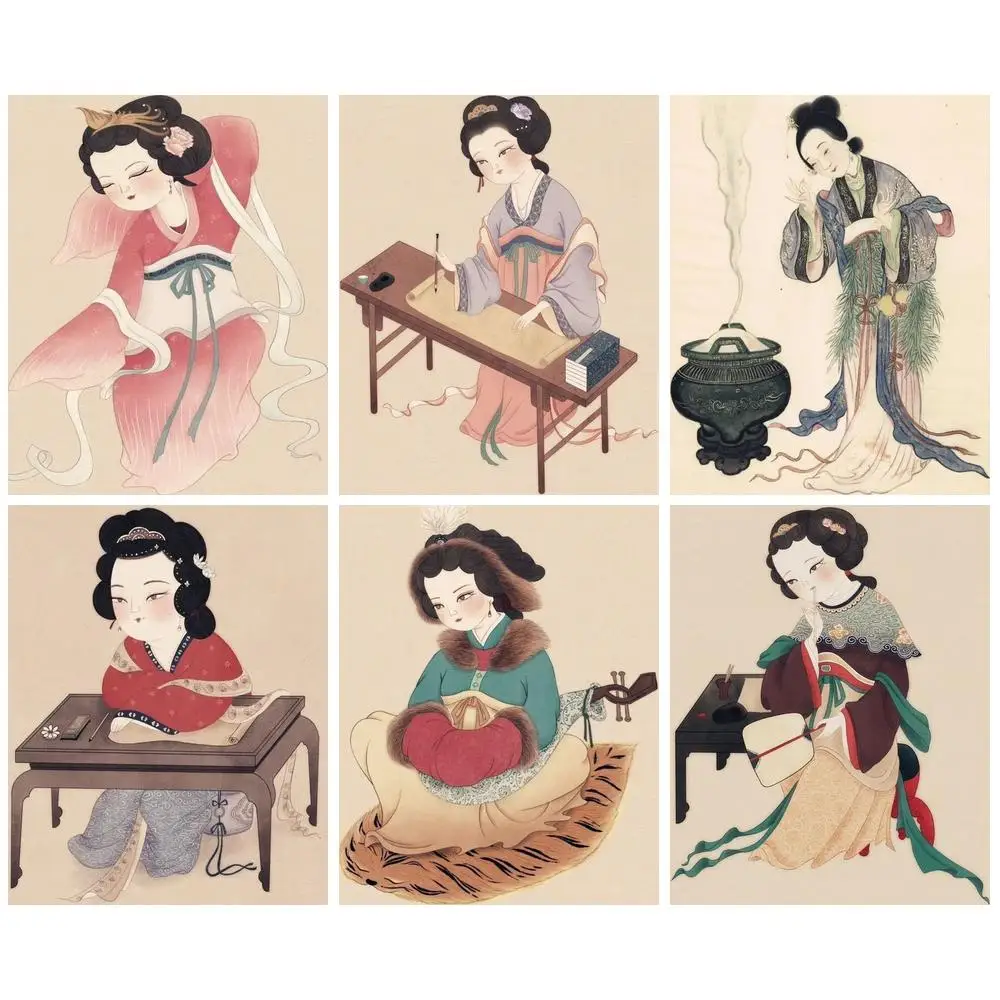 

CHENISTORY Paint By Number Ancient Chinese Women Handpainted Drawing On Canvas Art Gift Diy Figure Pictures By Number Kits Home