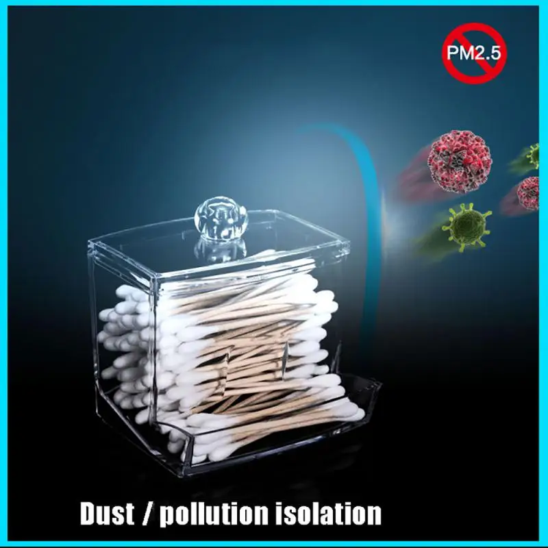 Акриловый контейнер для хранения косметики ватных тампонов круглый пластиковый