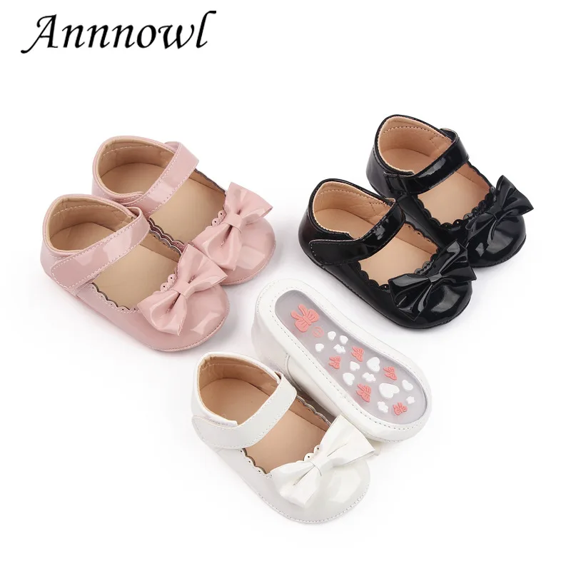 

Brand New Infant Girl Shoes Newborn Cute Bows Foowear Toddler Anti-slip Rubber Sole Princess Flats for 1 Year Training Baby Item