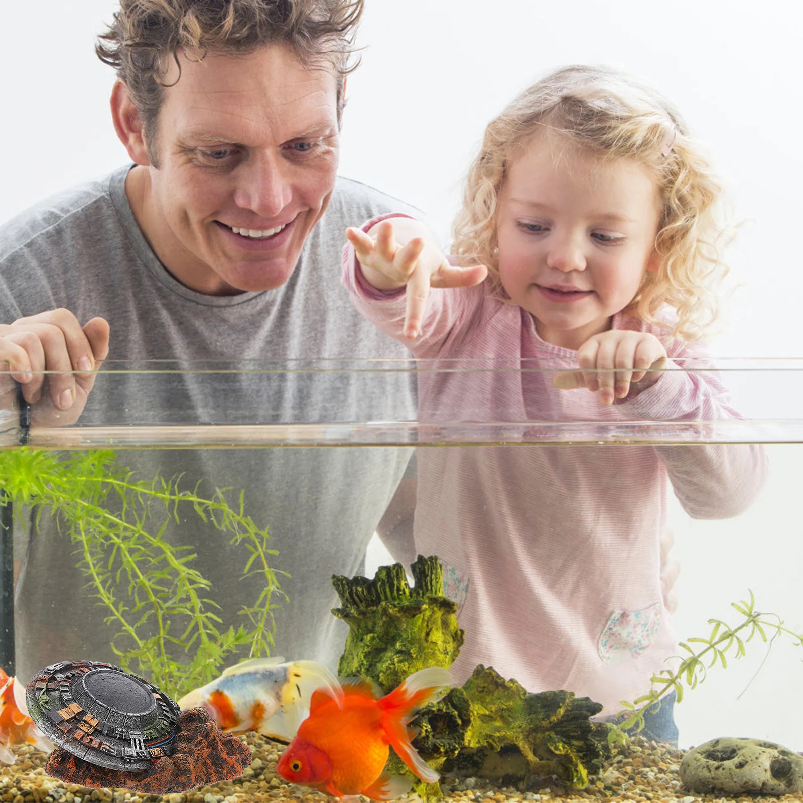 

Fish Tank Decor Decorations Ufo Accessories Aquarium Ornament Betta Alien Wreck Resin Artificial Turtle Shrimp Shelter
