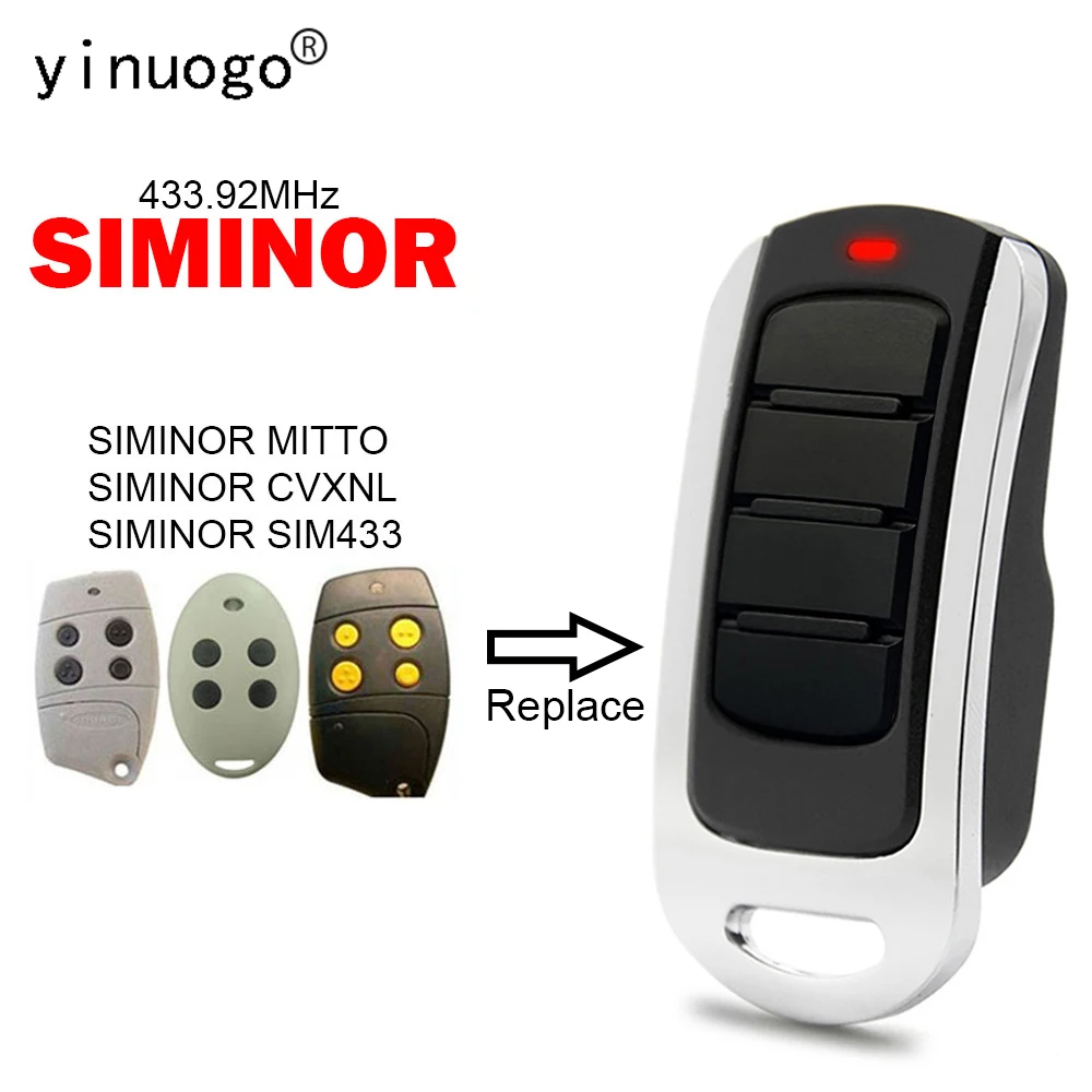 

Clone SIMINOR MITTO CVXNL SIM433 Garage Door Remote Control 433.92MHz Rolling Code SIMINOR Remote Control Garage Door Opener Key