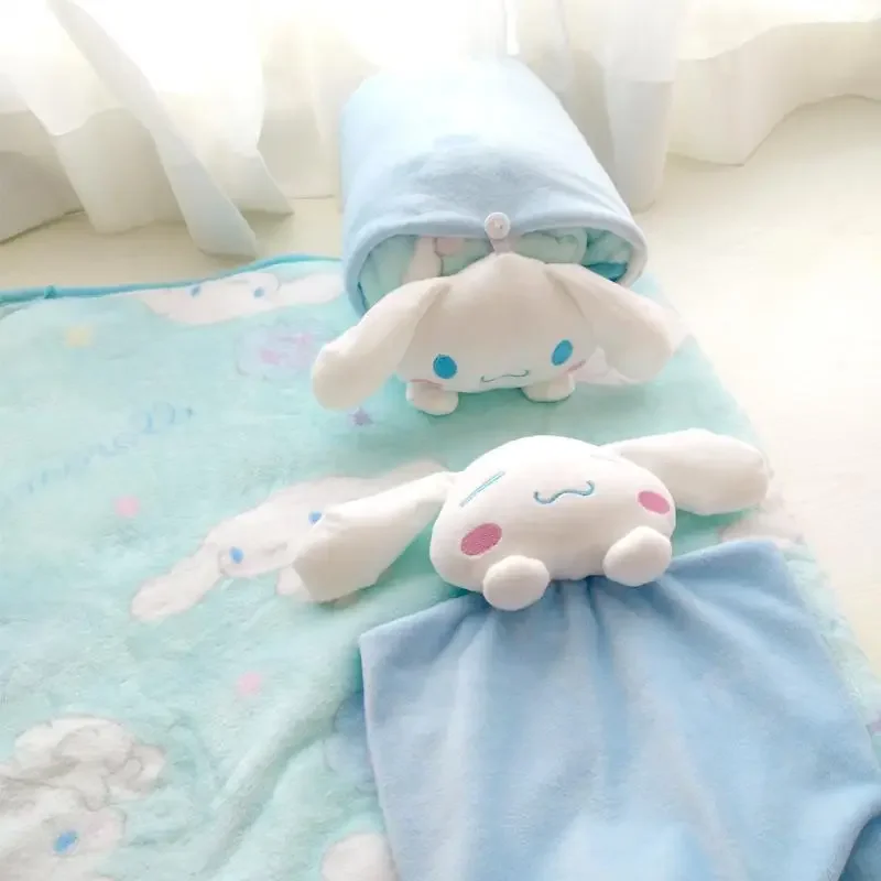 

Sanrio Kawaii Cinnamoroll одеяло аниме мультфильм детская креативная милая Кукла Плюшевая мягкая Многофункциональная портативная ворсовая одеяло